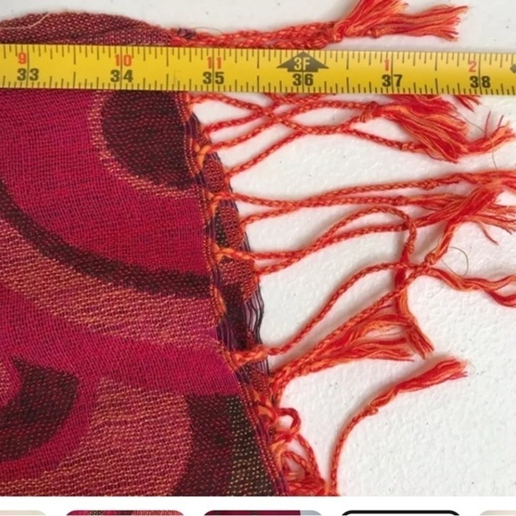 Pashmina silk Reversible Circle Dots fringed pink brown Gold Scarf Approx 69x27 - Picture 6 of 14